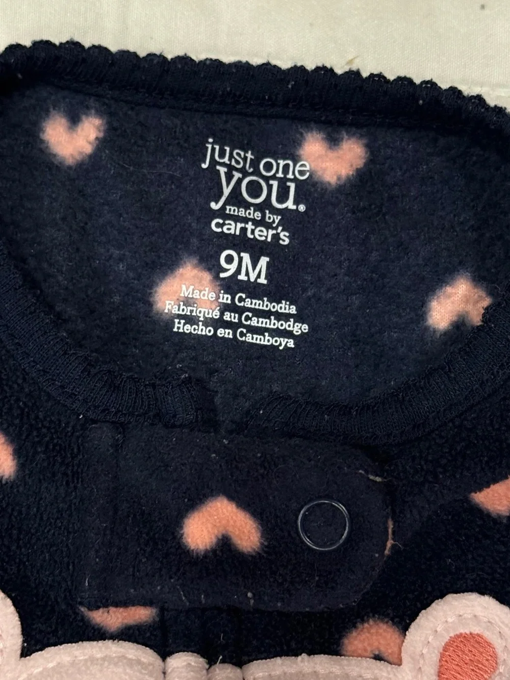 Carters Baby Girl Fleece Footie Sleeper Pajamas Grippy Feet 9 Months Set of 2
